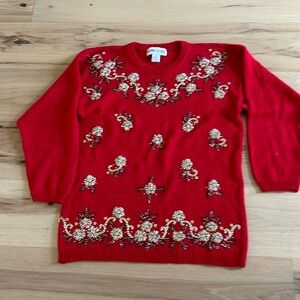 VICTORIA HARBOUR BEADED WOMEN’S SWEATER. size M.  Vintage